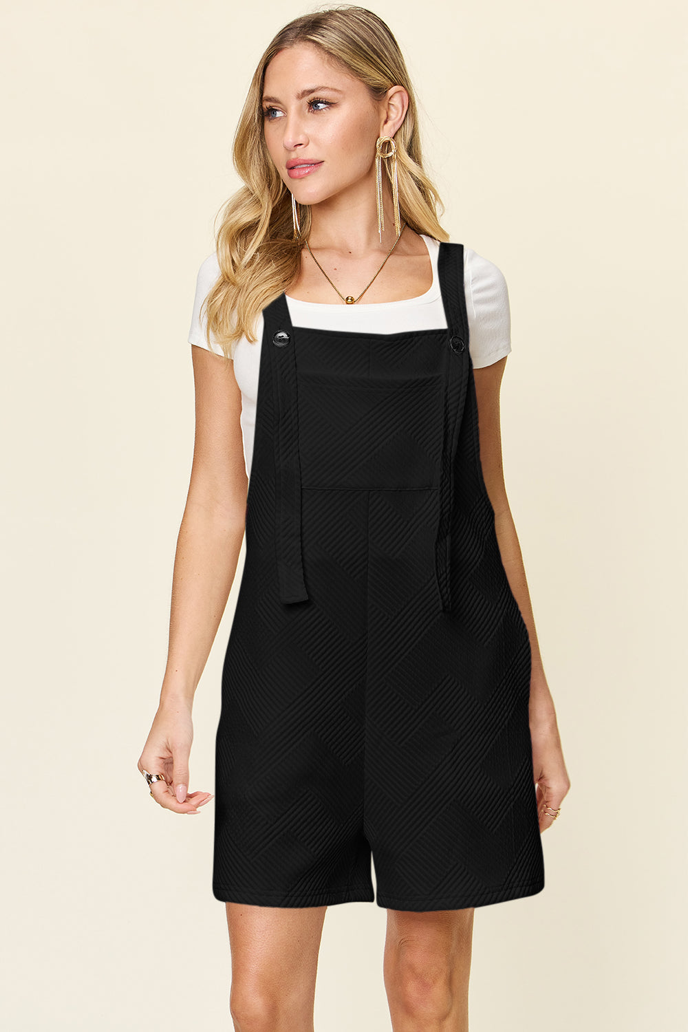 Chic Sleeveless Texture Romper - Full Size, Comfort & Style