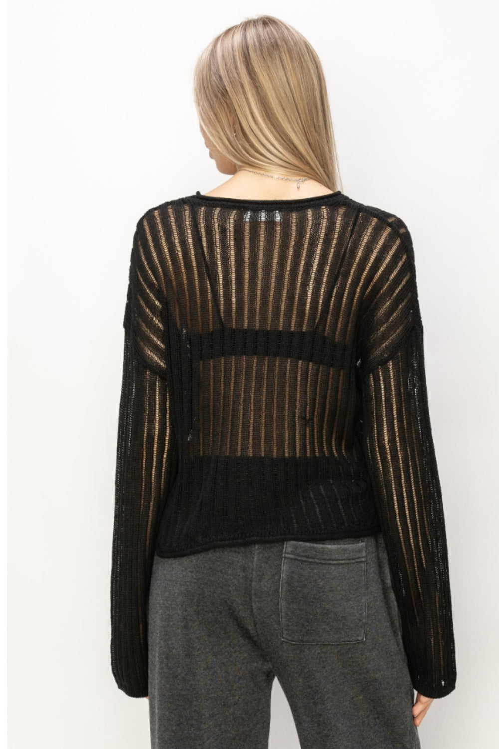 HYFVE Openwork Ribbed Long Sleeve Knit Top - Chic & Comfortable Fashion