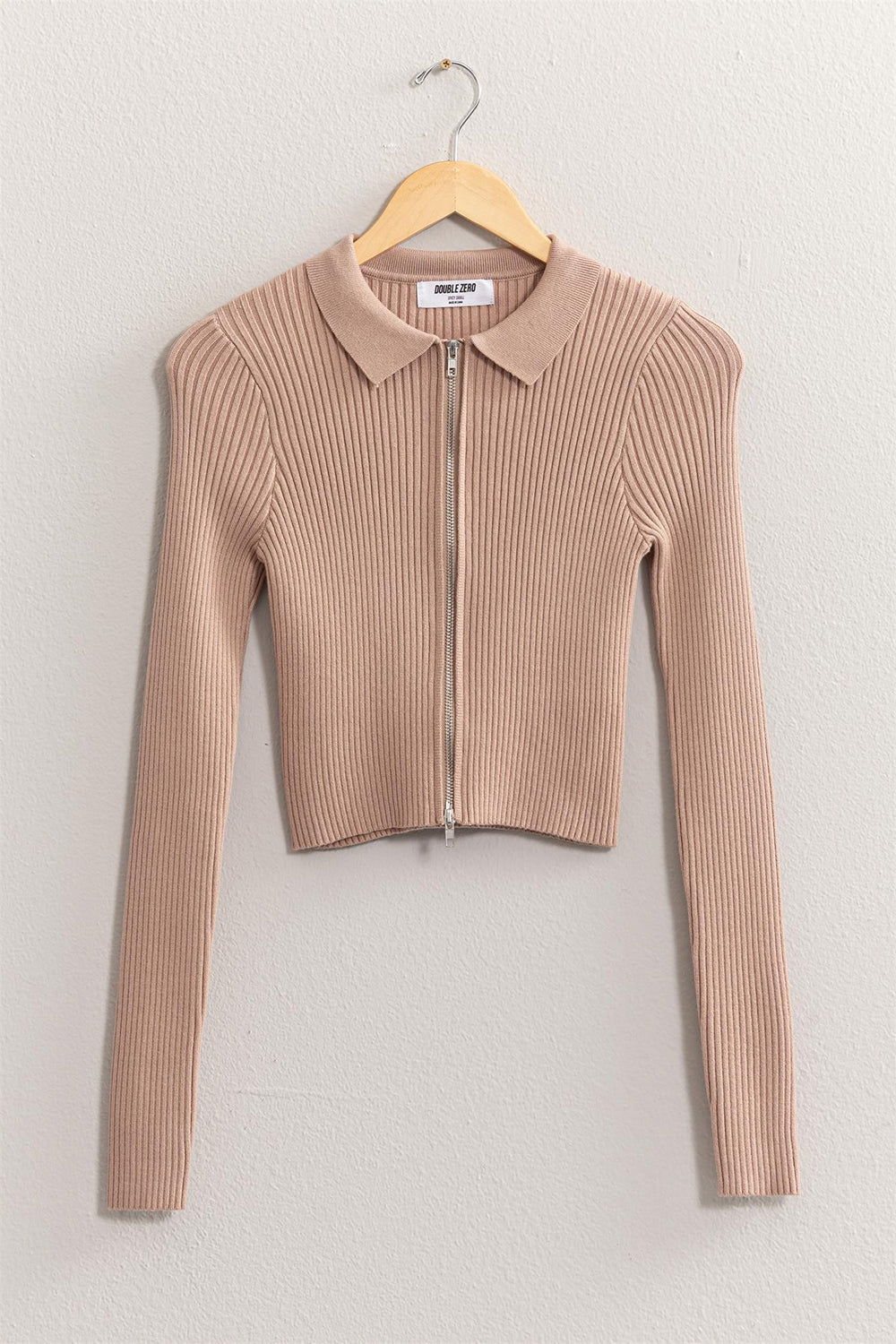 HYFVE Ribbed Double Zip Cropped Cardigan - Elegant & Versatile Women's Knitwear