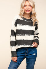 Haptics Striped Contrast Distressed Sweater - Trendy & Stylish Wardrobe Essential
