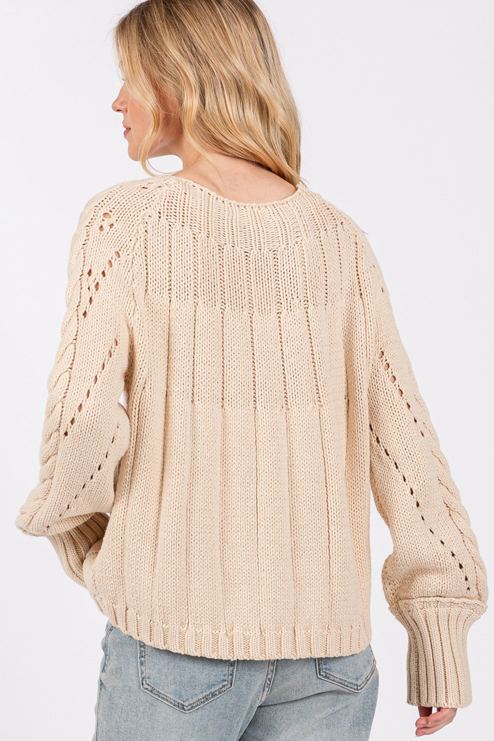 SAGE + FIG Women's Cable-Knit Long Sleeve Oversized Sweater - Cozy Knit Fashion