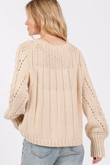 SAGE + FIG Women's Cable-Knit Long Sleeve Oversized Sweater - Cozy Knit Fashion