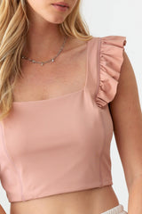 Le Lis Women's Ruffled Cap Sleeve Square Neck Crop Top - Trendy & Versatile