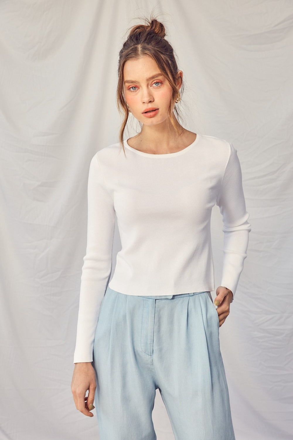 Idem Ditto Women's Twisted Backless Long Sleeve Knit Top - Stylish & Sexy