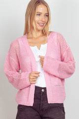 VERY J Women's Eyelet Detail Open Front Long Sleeve Cardigan - Chic Layering Essential