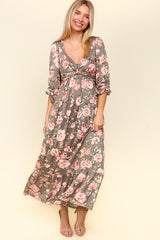 Haptics Floral Dress with Twisted Detail & Ruffled Hem - Elegant & Functional with Side Pockets