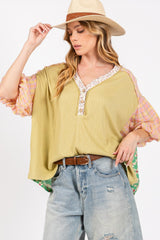 SAGE + FIG Women's Color Block Bubble Sleeve Top - Trendy & Vibrant