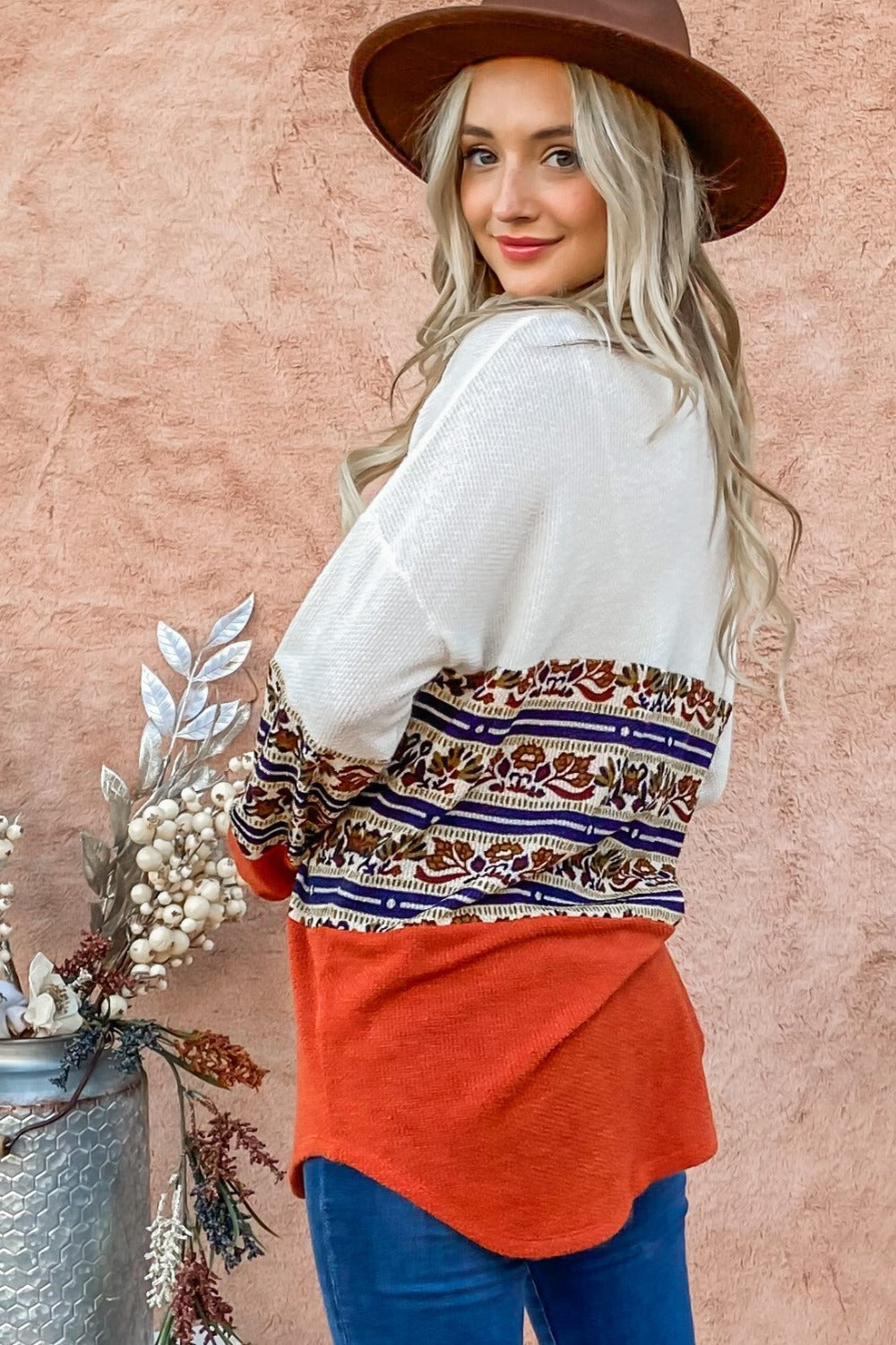 Vibrant Ethnic Print Color Block Top - And The Why