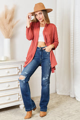Culture Code Elegant Open Front Cardigan with Draped 3/4 Sleeves