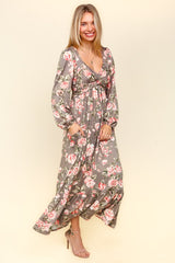 Haptics Floral Dress with Twisted Detail & Ruffled Hem - Elegant & Functional with Side Pockets