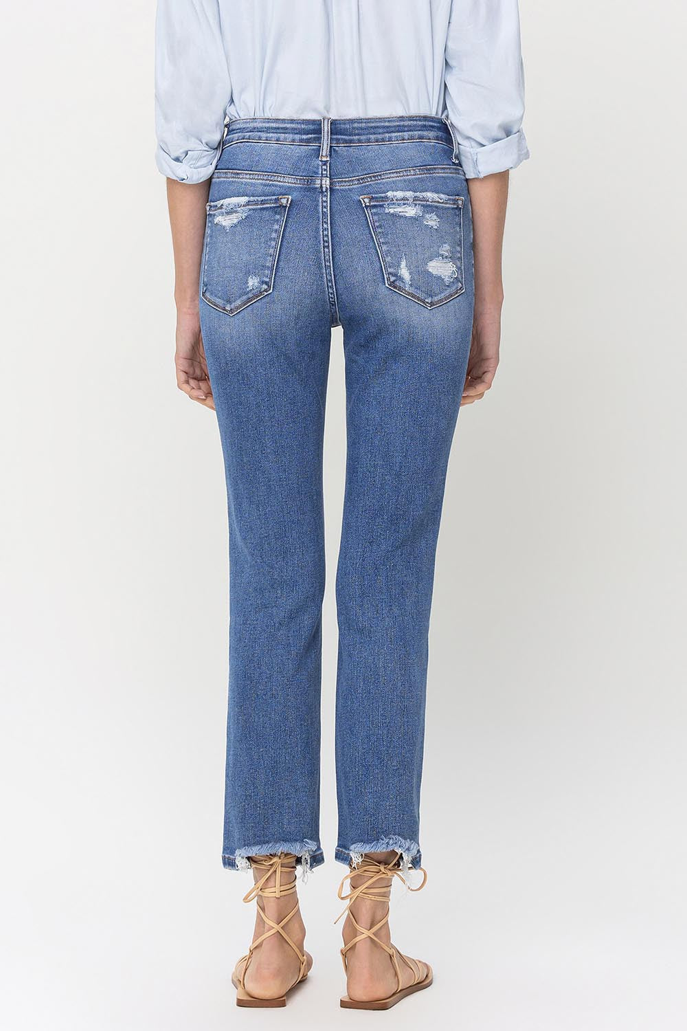 Lovervet Women's High Rise Raw Hem Straight Jeans - Trendy and Versatile Denim