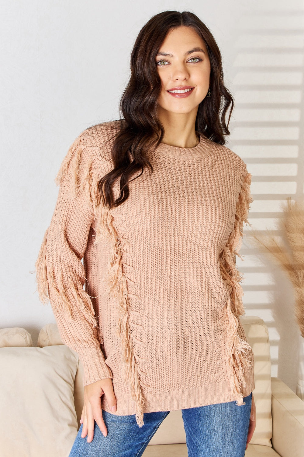 Bohemian Tassel Detail Long Sleeve Sweater - And The Why