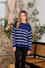 Sew In Love Women's Striped Round Neck Sweater - Chic & Versatile Style