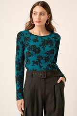 Mittoshop Floral Print Long Sleeve Knit Top - Elegant and Versatile