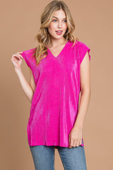 Trendy Culture Code Slit Cap Sleeve Hooded Top - Versatile Fashion Essential