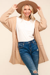 Haptics Striped Open Front Cardigan with Pockets - Versatile Cozy Layer