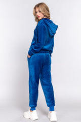 ACTIVE BASIC Faux Fur Cozy Zip-Up Hoodie & Joggers Set - Ultimate Comfort & Style