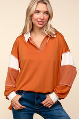 Haptics Women's Color Block Exposed Seam Long Sleeve Top - Stylish & Comfortable