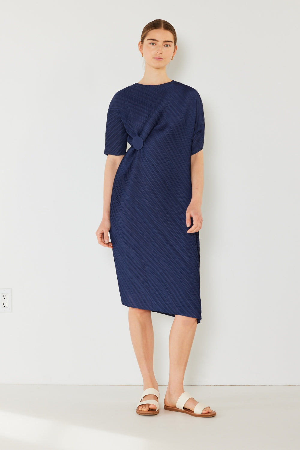 Elegant Pleated Dolman Sleeve Dress by Marina West Swim
