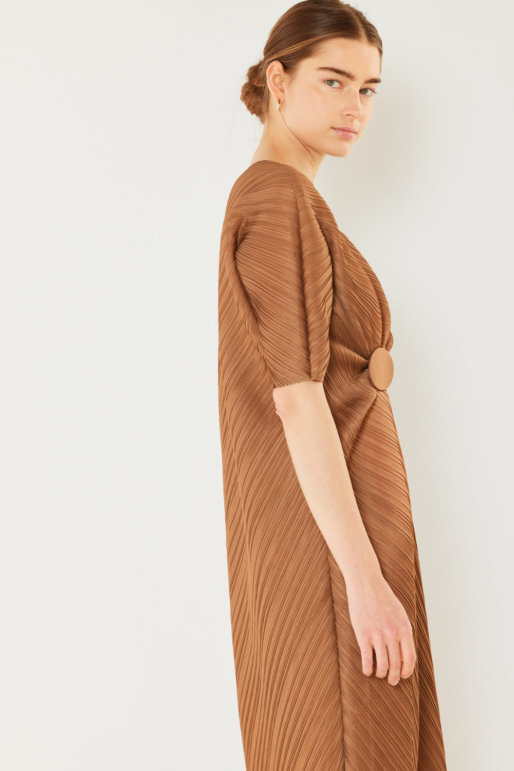 Elegant Pleated Dolman Sleeve Dress by Marina West Swim