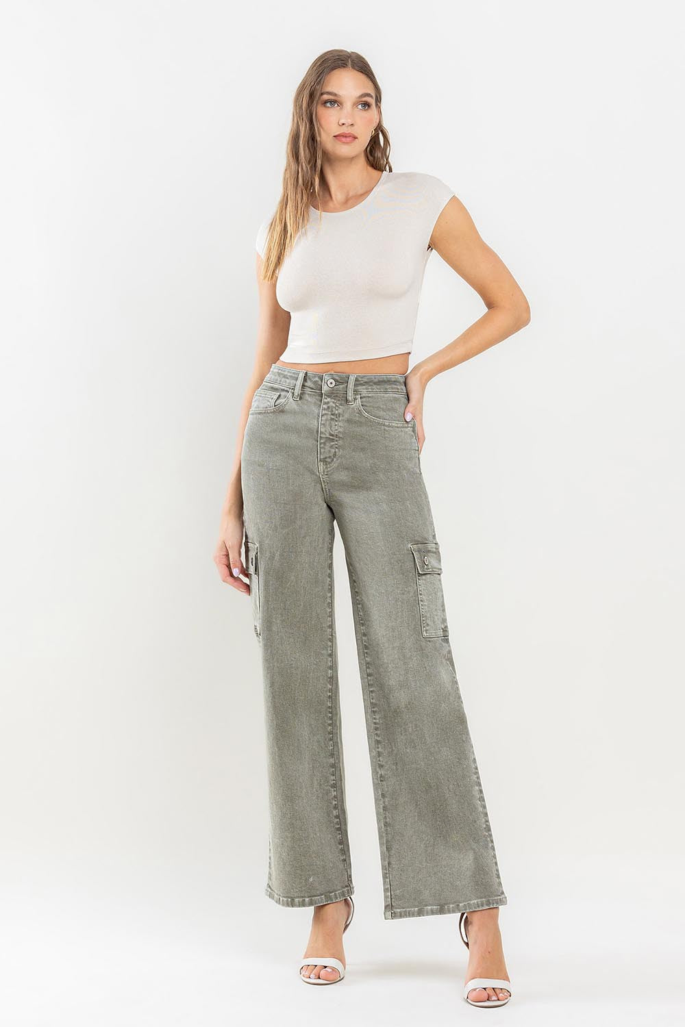 Vervet by Flying Monkey '90s Super High Rise Cargo Jeans - Vintage Style with Modern Comfort