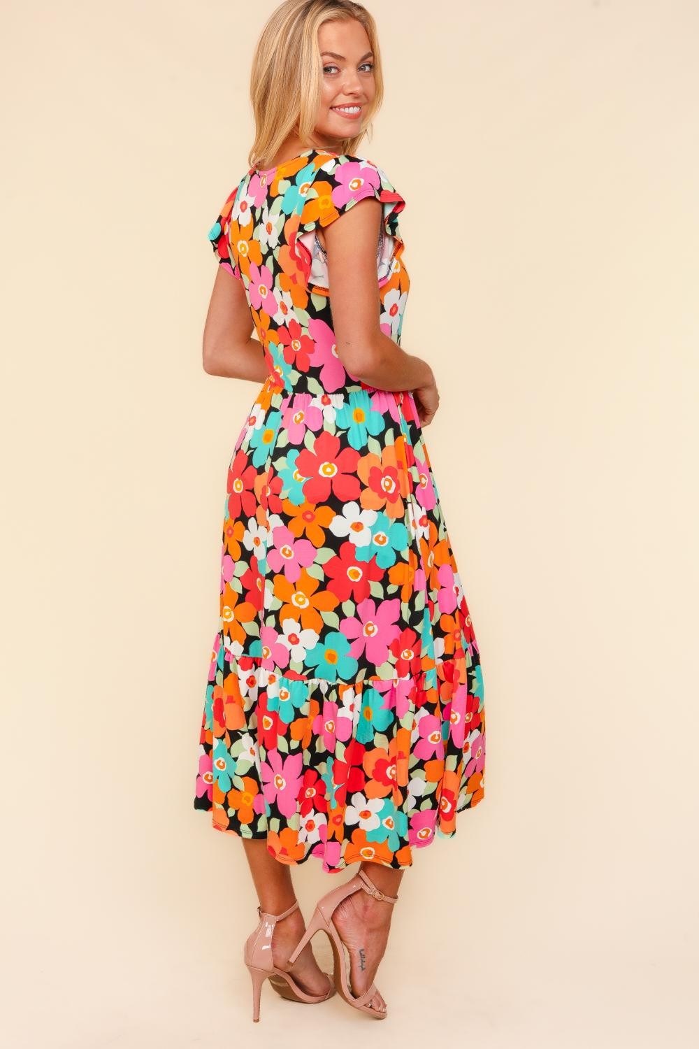 Haptics Floral Midi Dress with Side Pockets - Versatile Spring & Summer Fashion