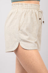 Eco-Friendly VERY J Linen Shorts with Drawstring and Side Pockets