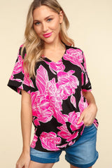 Haptics Women's Floral Drop Shoulder T-Shirt - Casual Chic Wardrobe Essential