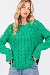 SAGE + FIG Women's Oversized Cable-Knit Long Sleeve Sweater with Ribbed Cuffs