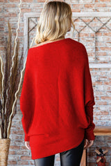 First Love Asymmetrical Hem Dolman Sleeve Sweater - Chic & Cozy Knitwear for Trendy Layering