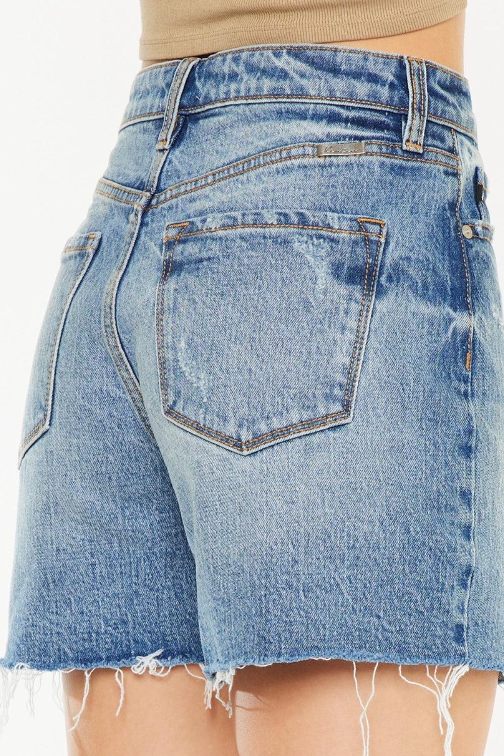 Kancan Women's High Waist Raw Hem Denim Shorts - Trendy & Comfortable