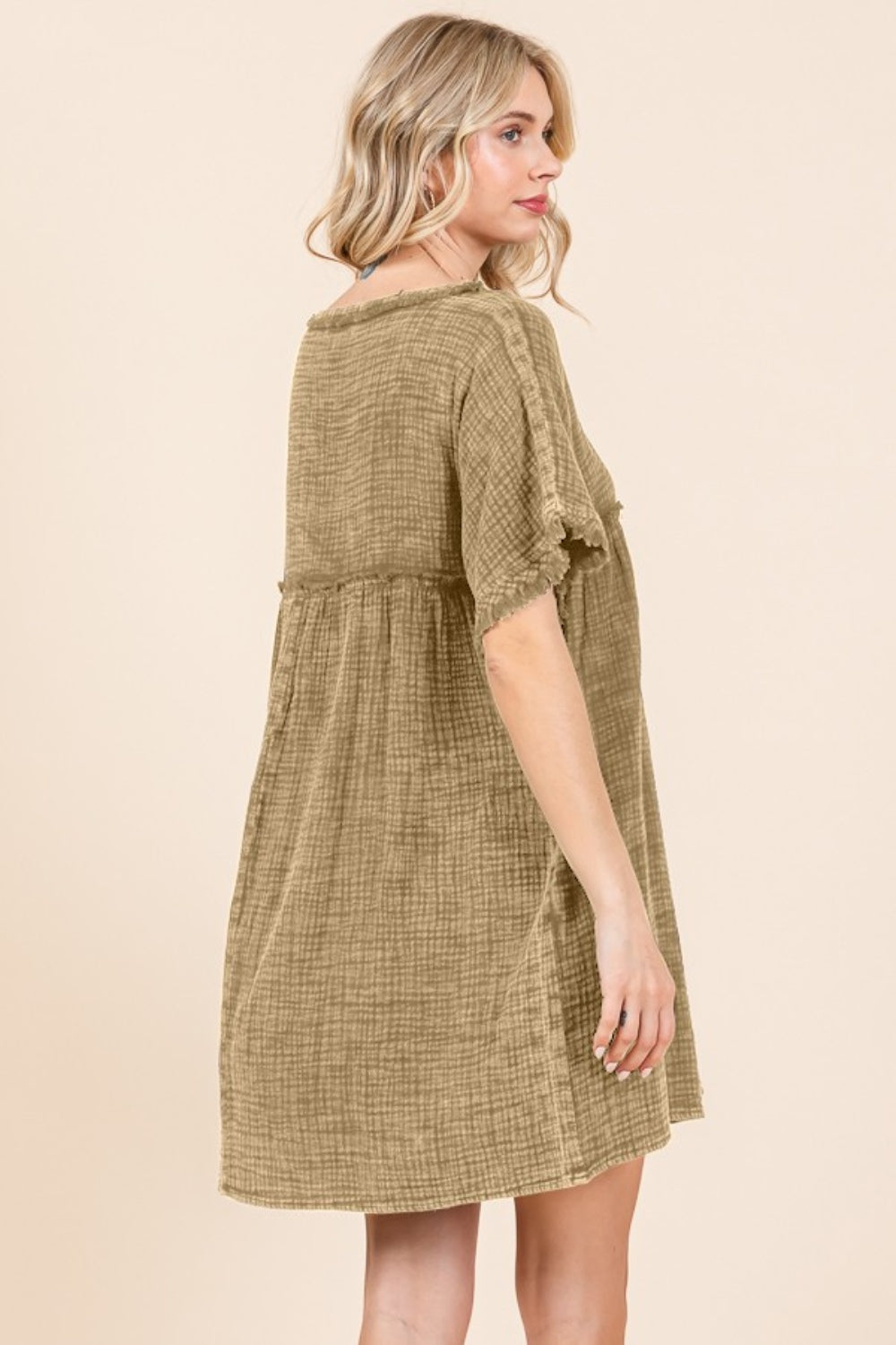 Culture Code Textured Babydoll Dress with Pockets - Feminine Style & Comfort