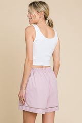 Cotton Bleu Women's High Waist Drawstring Shorts - Breathable Summer Fashion