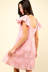 VERY J Flower Embroidered Organza Mini Dress - Elegant Floral Design