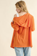 And The Why Full Size Thermal Hooded Open Front Cardigan with Convenient Pockets