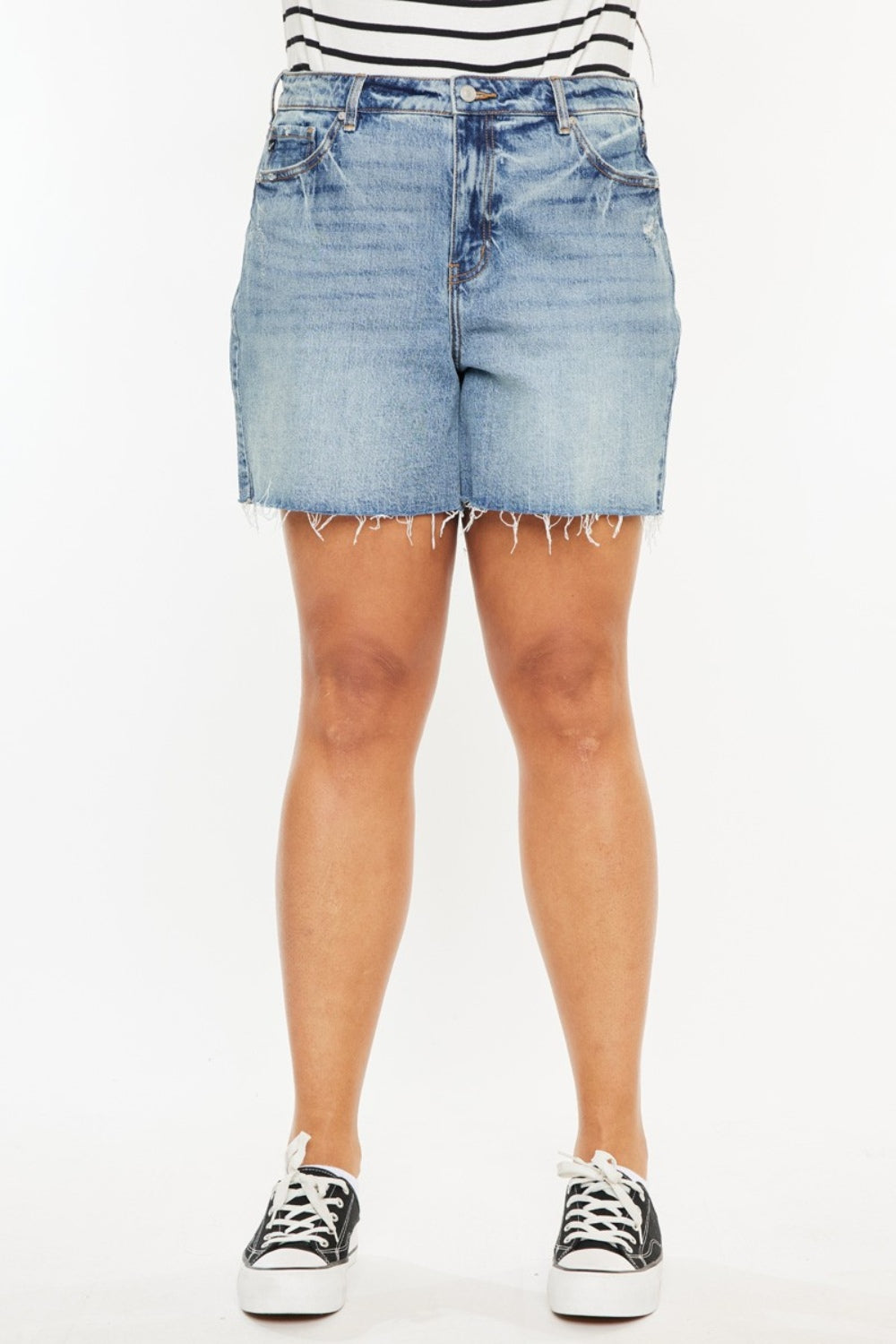 Kancan Women's High Waist Raw Hem Denim Shorts - Trendy & Comfortable