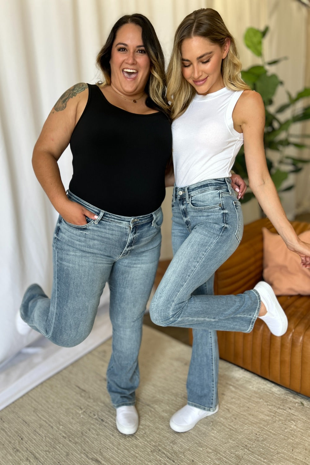 Judy Blue Women's Medium Rise Bootcut Jeans - Versatile Denim for All Sizes