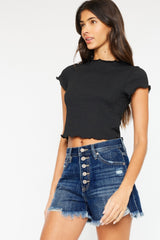 Kancan Women's Raw Hem Button-Fly Denim Shorts - Stylish Comfort for Every Occasion