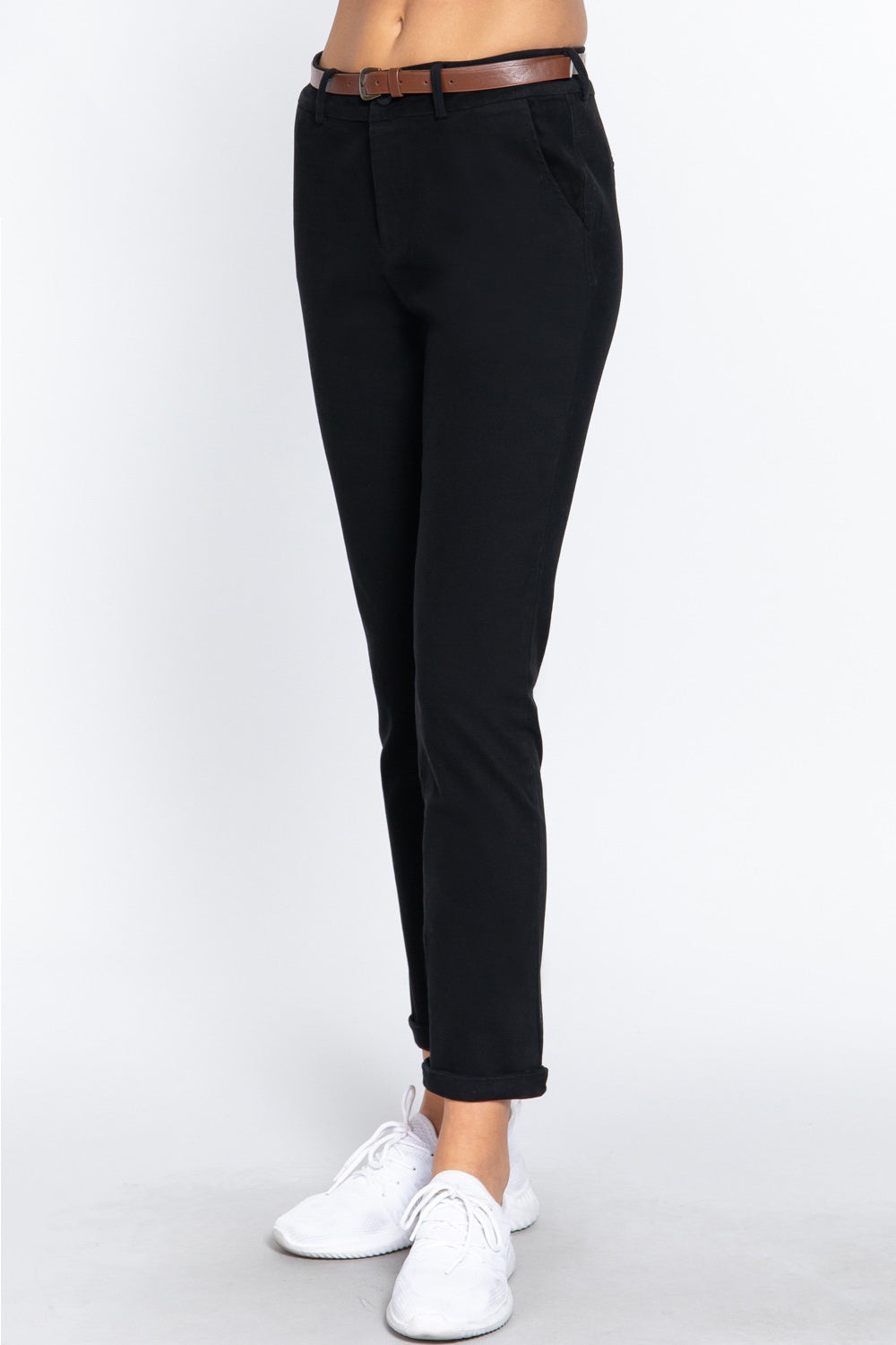 ACTIVE BASIC Cotton-Span Twill Straight Pants - Comfortable & Stylish