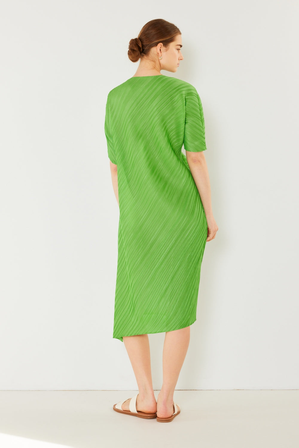 Elegant Pleated Dolman Sleeve Dress by Marina West Swim