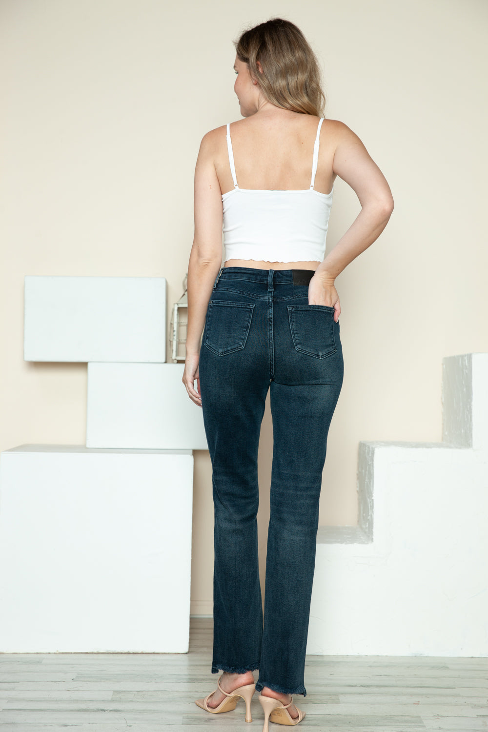 Judy Blue Women's Full Size Button Fly Distressed Straight Leg Jeans - Comfortable & Trendy Denim