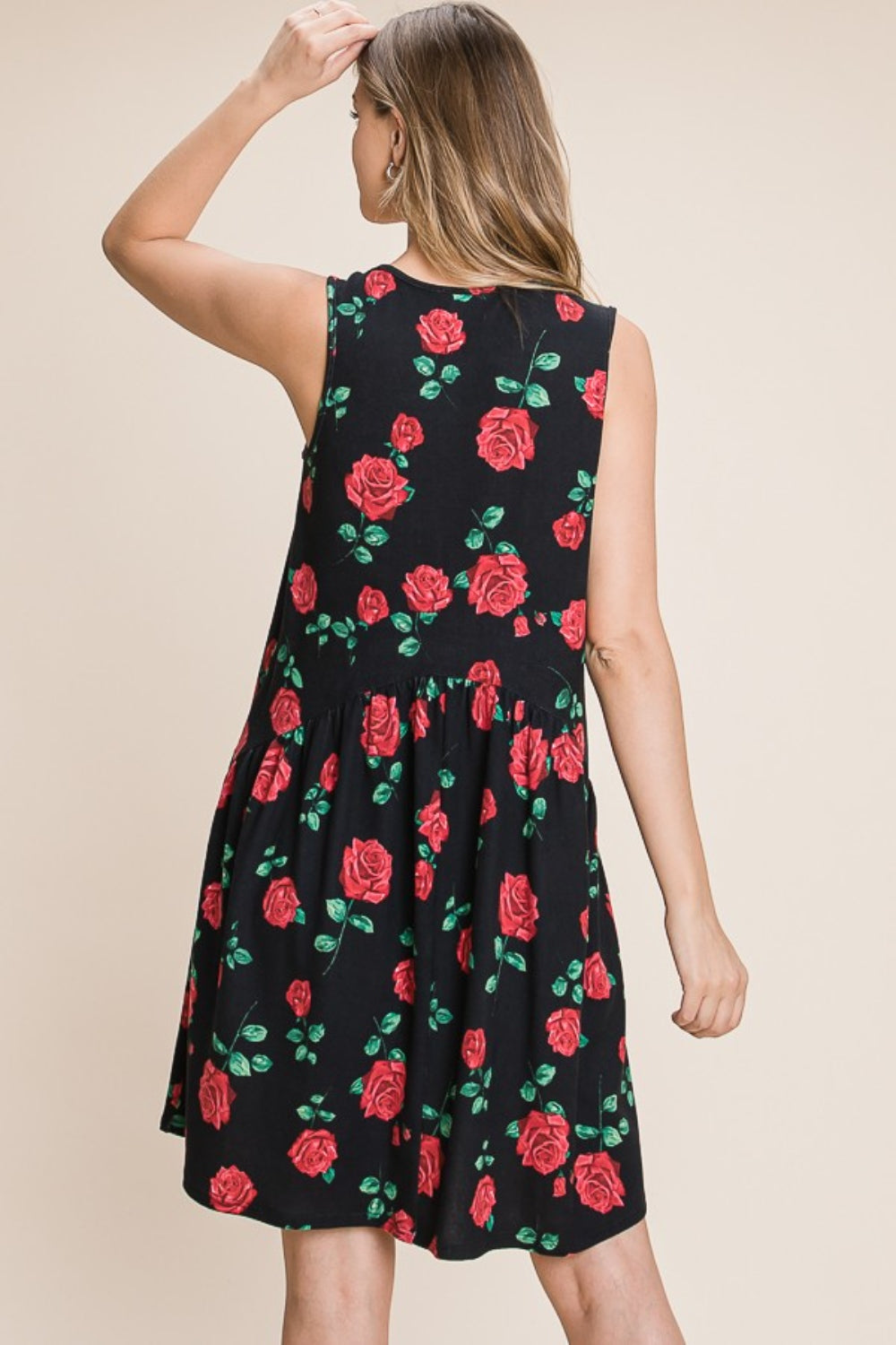 BOMBOM Floral Ruched Tank Dress - Chic Summer Style
