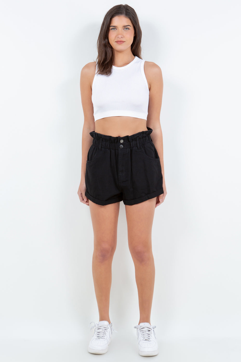 American Bazi Women's High Waist Paper Bag Shorts – Stylish Summer Essential