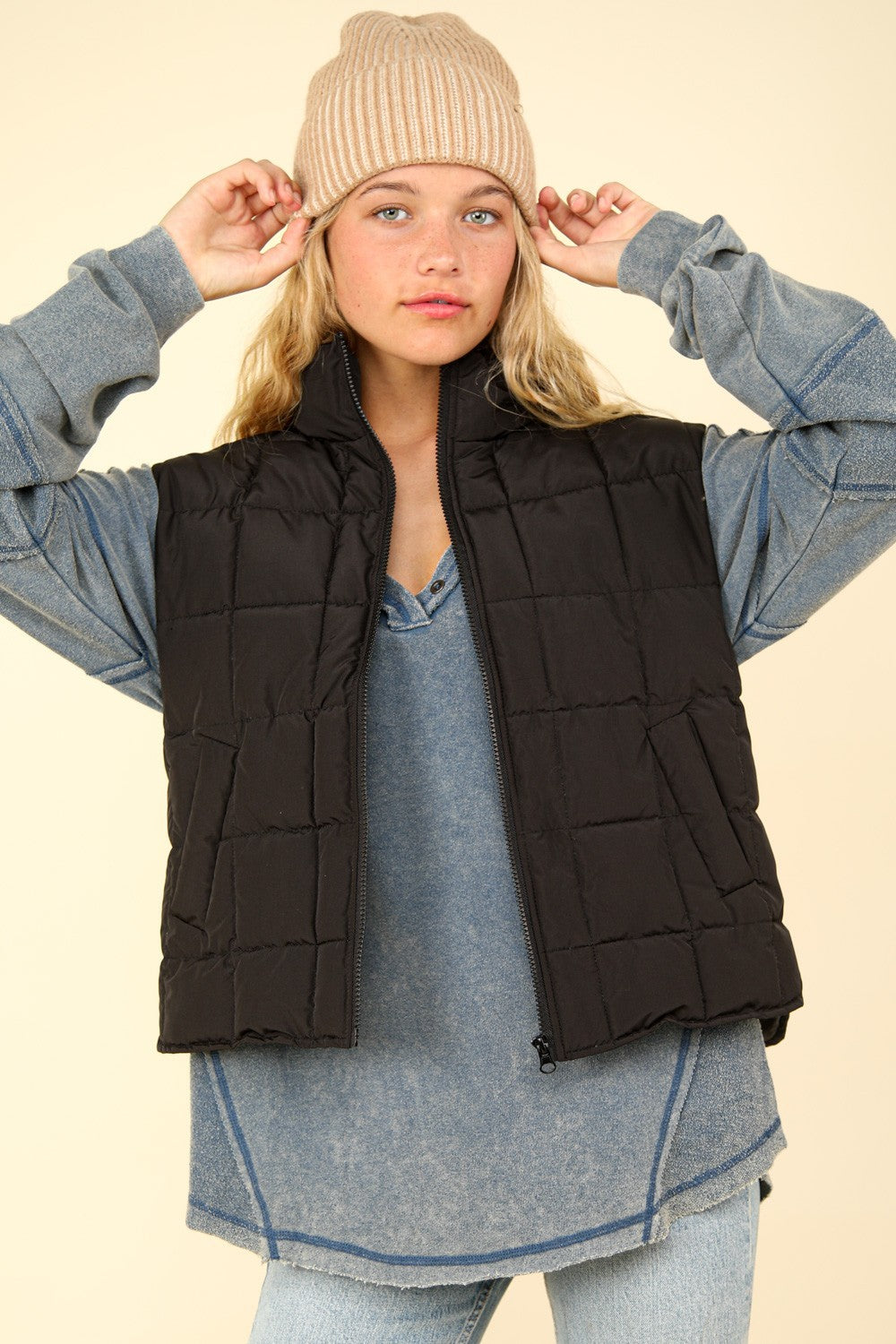 VERY J Women's Insulated Zip-Up Puffer Vest - Warm, Stylish & Functional