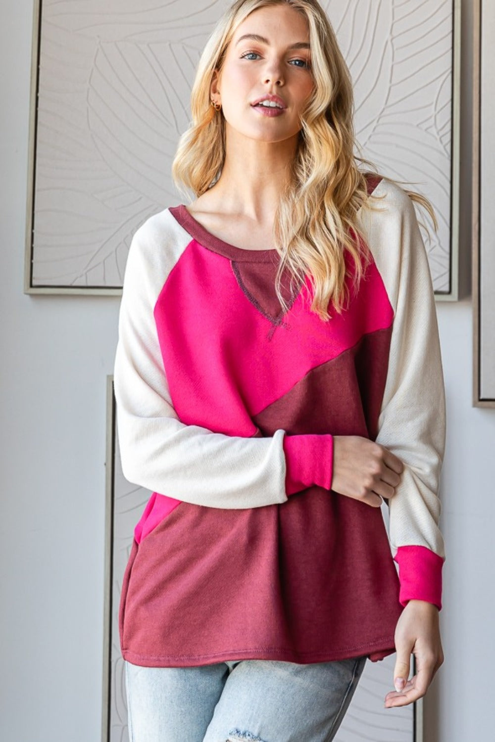 HOPELY Color Block Long Sleeve T-Shirt – Stylish, Comfortable & Versatile Fashion Essential