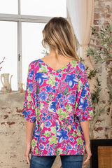 Sew In Love V-Neck Floral Half Sleeve Top - Stylish Women's Blouse
