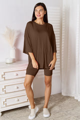 Comfortable Rayon Three-Quarter Sleeve Top and Shorts Set for Women