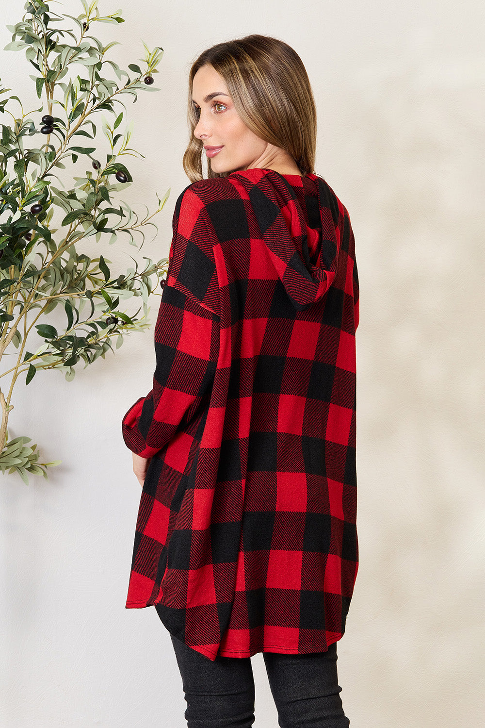 Heimish Full Size Plaid Hooded Button-Up Shirt - Trendy & Comfortable