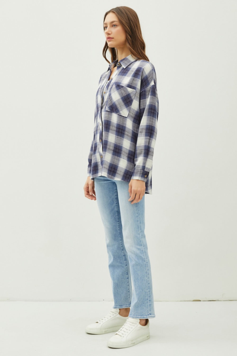 Cozy Plaid Flannel Button-Down Shirt with Chest Pocket - Be Cool Collection