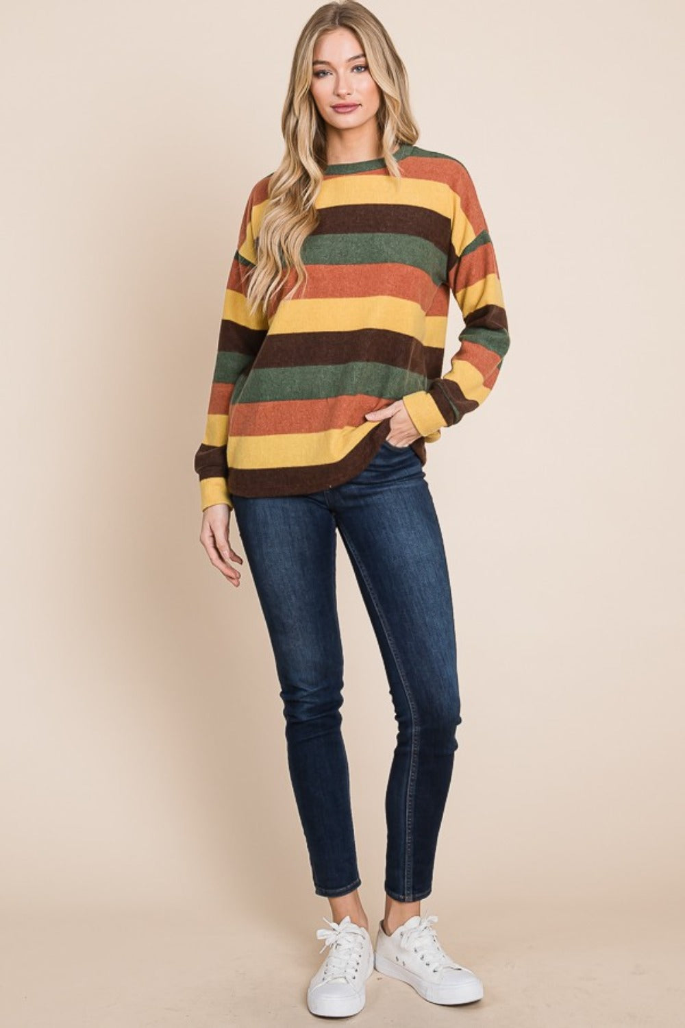 Vibrant Multi-Color Striped Knit Top - BOMBOM Collection